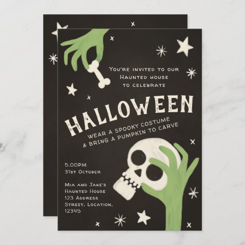 Kids spooky skeleton Halloween party Invitation