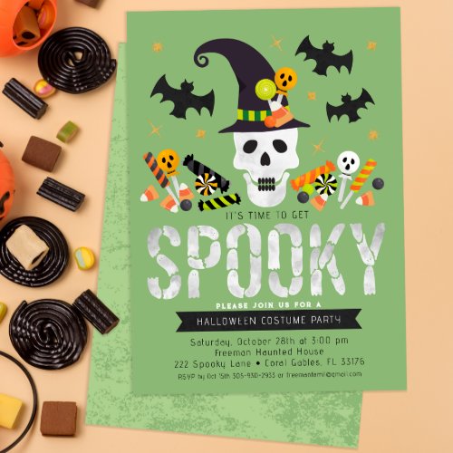 Kids Spooky Skull  Ghost Halloween Costume Party  Invitation