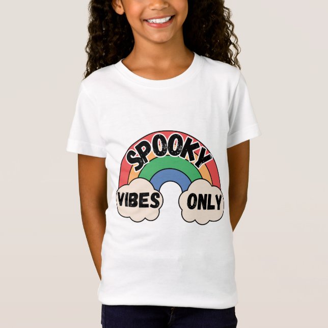 Kids Spooky Vibes rainbow Only Toddler Halloween T-Shirt (Front)