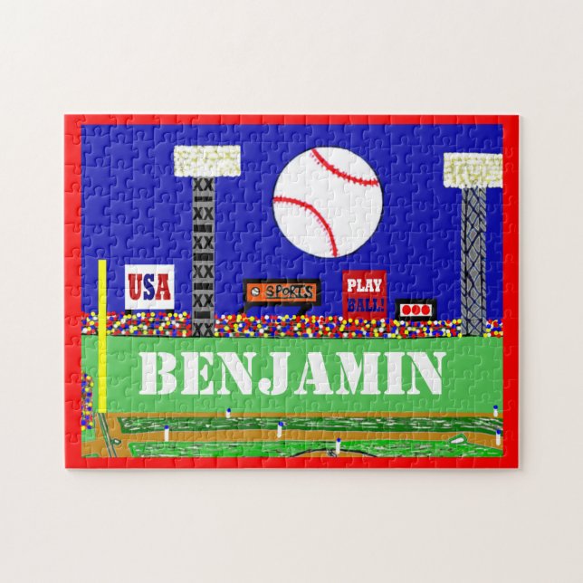 Kids Sports Baseball Puzzle Personalized Gift (Horizontal)
