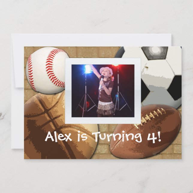 Kids Sports Birthday Invitation (Front)