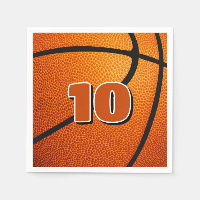 kids sports birthday party basketball napkins (Front)