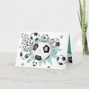 kids sports birthday soccer ball blowout card