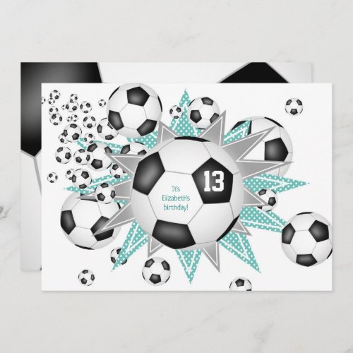 kids sports birthday soccer balls stars announcement