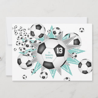 kids sports birthday soccer balls stars announcement