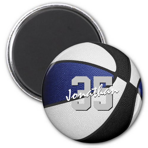 Blue black team colors girls boys basketball magnet