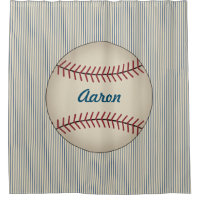 Kids Sports Boys Baseball Bathroom Shower Curtain