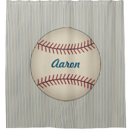 Kids Sports Boys Baseball Bathroom Shower Curtain