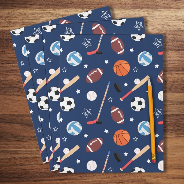 Kids Sports Equipment Pattern on Blue School Pocket Folder (Creator Uploaded)