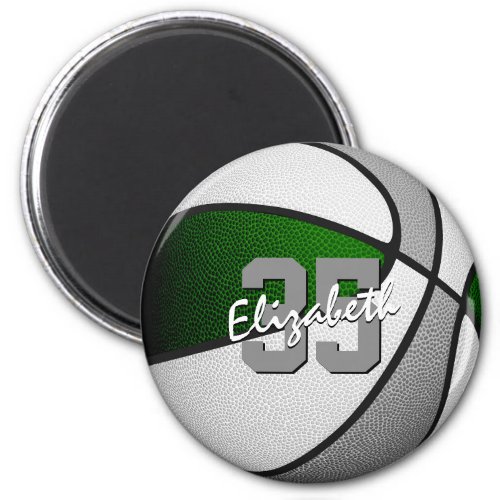 kids sports green gray team colors basketball magnet