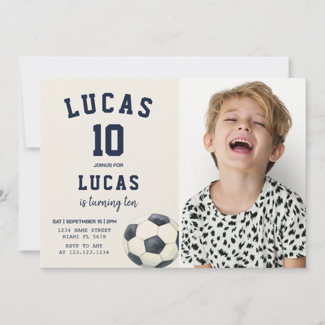 Kids Sports Party Invite with photo (Front)