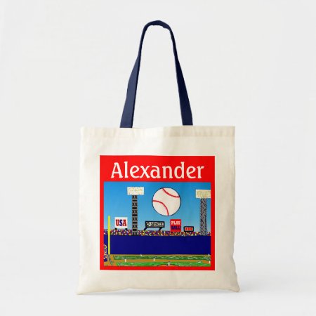Kids Sports Personalized Baseball Tote Bag