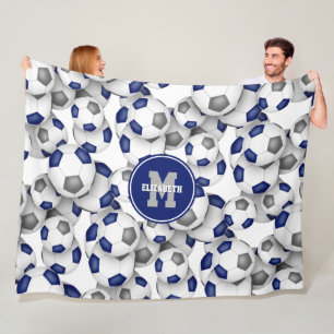 kids sports room blue gray soccer team colors fleece blanket