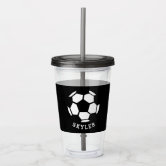 Soccer Ball Black White Custom Birthday Acrylic Tumbler