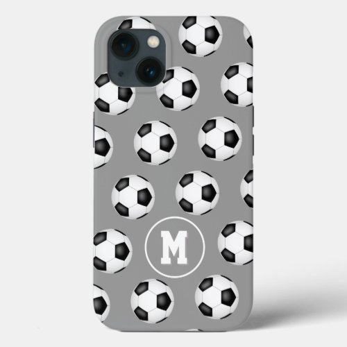 kids sports soccer balls pattern monogrammed iPhone 13 case