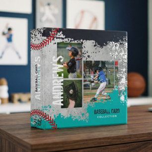 Kids Sporty Custom Baseball Photo Baseball Card 3 Ring Binder