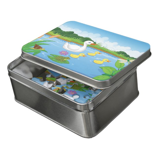 Kids Spring Duck Pond Jigsaw Puzzle (Lid Open)