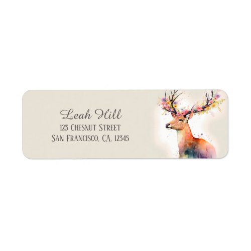 Kids Spring Watercolor Deer Return Address Label