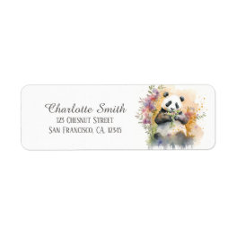 Kids Spring Watercolor Panda Return Address Label