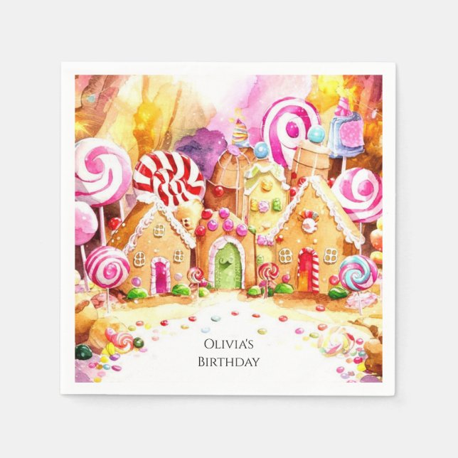 Kids' Sprinkle Candyland Birthday Napkins (Front)