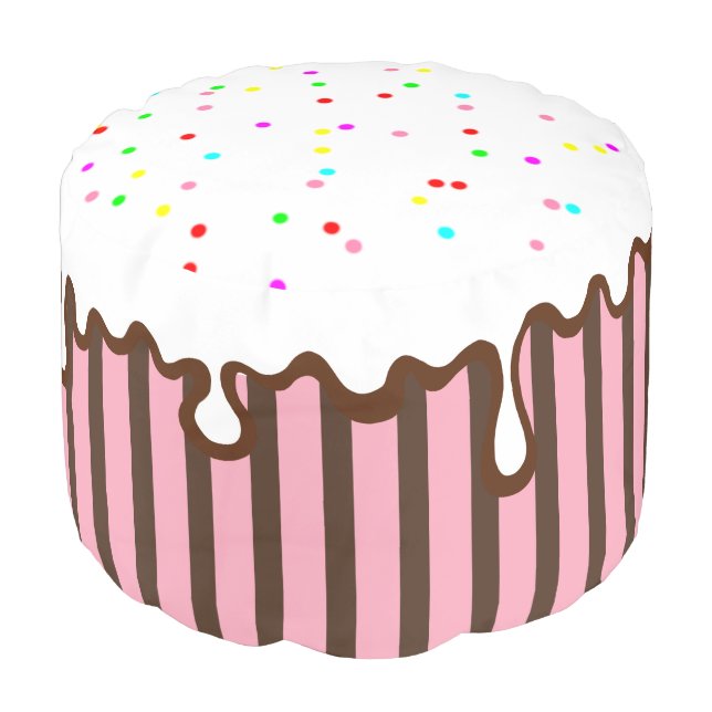 Kids Sprinkles Cupcake Pillow Pouf Ottoman (Angled Front)