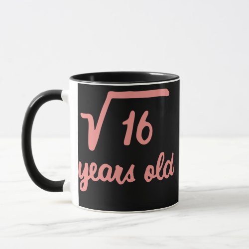 Kids Square Root of 16 Math Lovers 4 Years Old Mug