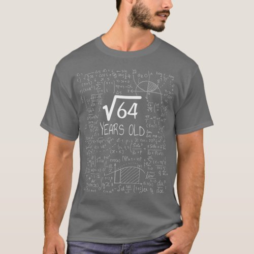 Kids Square Root of 64 8 Years Old  8th Birthday T_Shirt