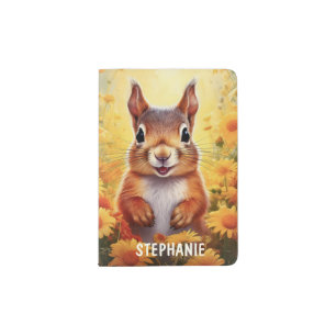 Kids Squirrel Cute Animal Personalized Name Passport Holder