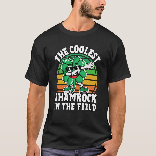 Kids St Patricks Day 2023 Coolest Dabbing Shamrock T-Shirt (Front)
