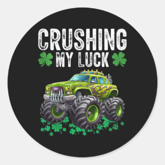 Kids St Patricks Day Boys Kids Crushing My Luck Mo Classic Round Sticker