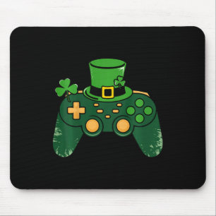Kids St Patricks Day Gamer Gaming Controller Clove Mouse Pad
