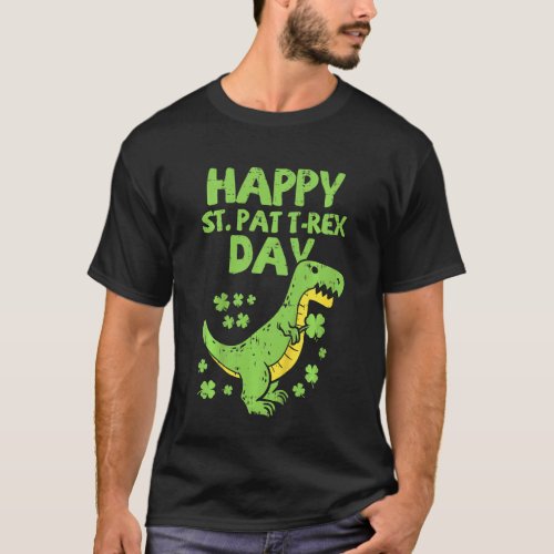 Kids St Patricks Day Happy St Pat Trex Day  Dino B T_Shirt