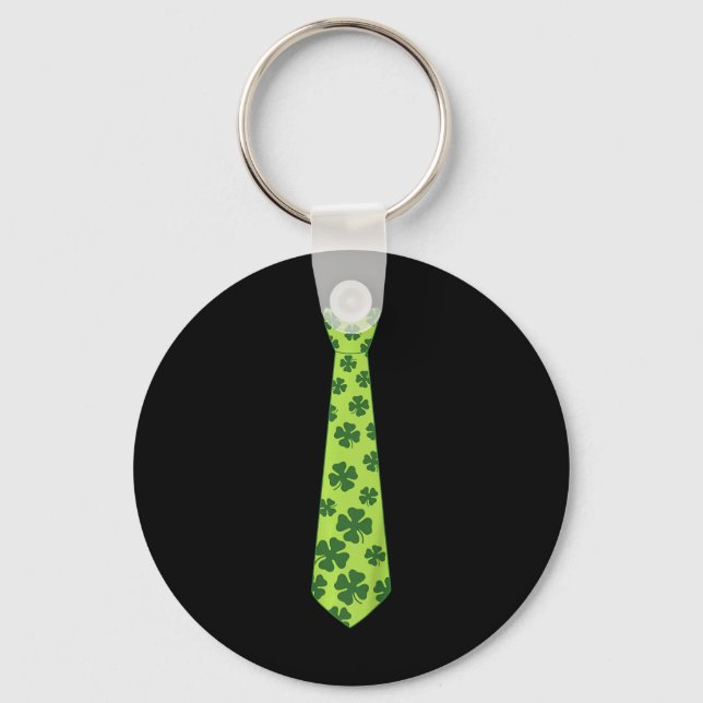 Kids St Patricks Day Irish Clover Tie Shamrock Tod Keychain (Front)