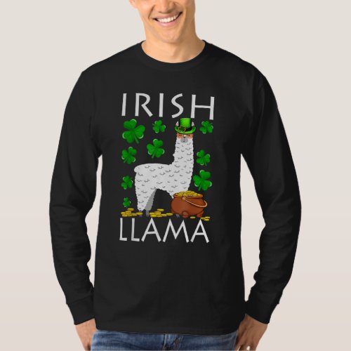 Kids St Patricks Day Llama  Irish Llama Shamrock T_Shirt