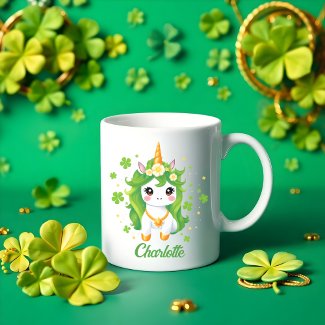 Kids St Patricks Day Lucky Green Unicorn
