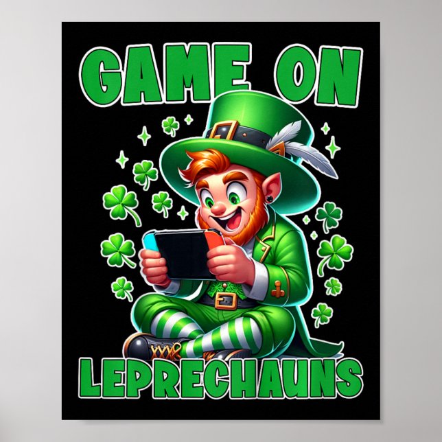 Kids St. Patrick's Video Game Tee Game On Leprecha Poster (Front)