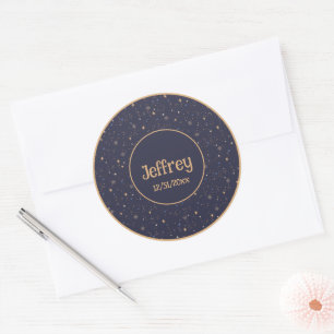 Kids Starry Night Sky Stars in Space Multicolor Classic Round Sticker