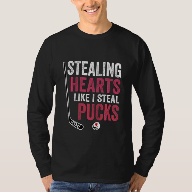 Kids Stealing Heart Like I Steal Pucks Valentines  T-Shirt (Front)