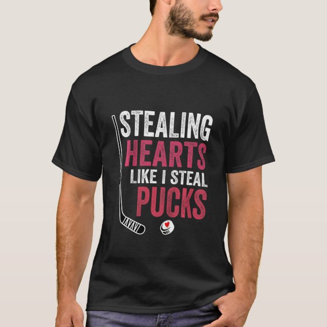 Kids Stealing Heart Like I Steal Pucks Valentines  T-Shirt (Front)