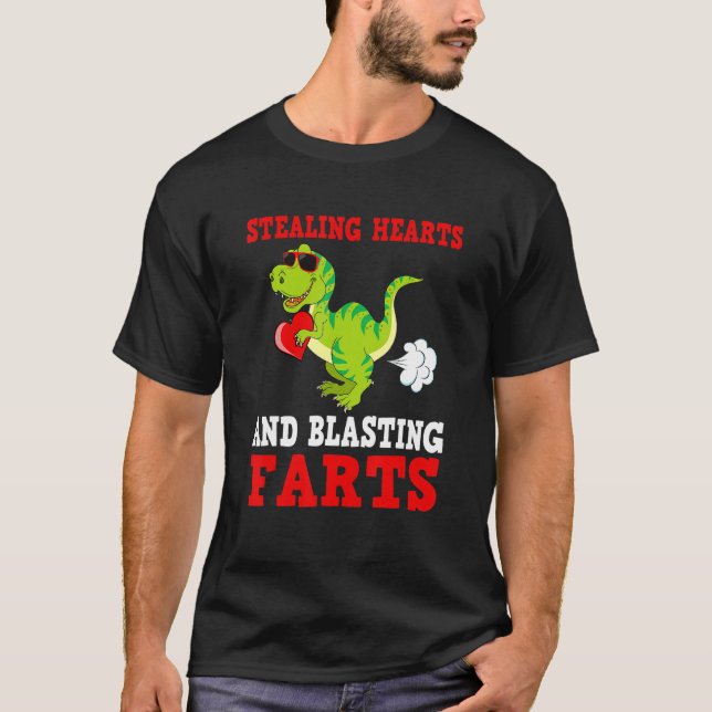 Kids Stealing Hearts And Blasting Farts Rex Cute T T-Shirt (Front)