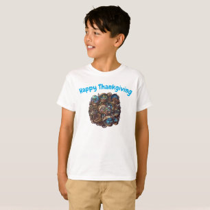 Kids Steampunk Happy Thanksgiving Dual Graphic T-S T-Shirt