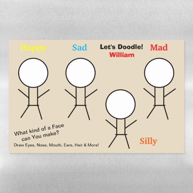 Kids Stick Figures Art Activity Magnetic Dry Erase Sheet (Horizontal)