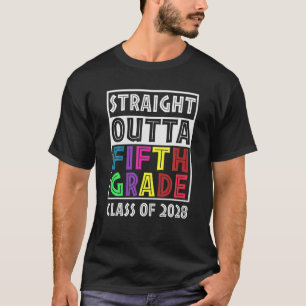 Kids Straight Outta 5Th Grade Tee Class Of 2028 Gr