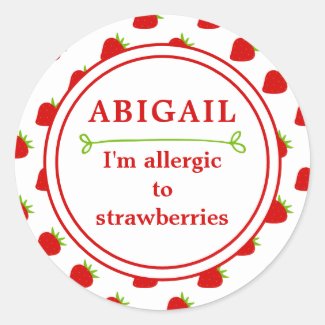 Kids Strawberry Allergy Alert Classic Round Sticker