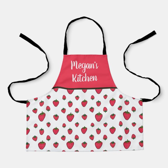 Kid's Strawberry Little Chef Daughter's Name Apron (Front)
