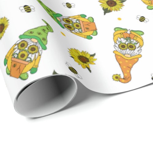 Kids Summer Birthday Cute Garden Gnomes Patterned Wrapping Paper