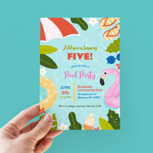 Kids Summer Birthday Pool Party Invitation