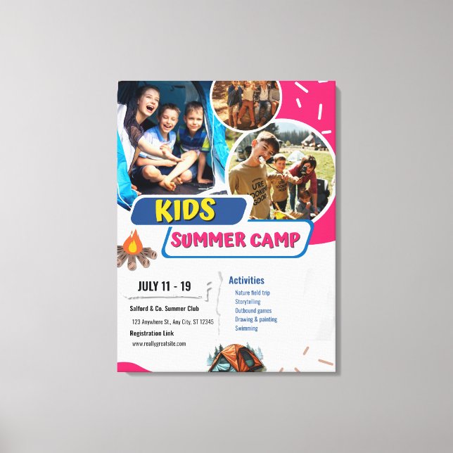 Kids Summer Camp Flyer, Kids Bootcamp Summer  Canvas Print (Front)