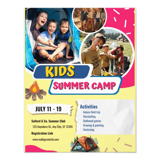 Kids Summer Camp Flyer, Kids Bootcamp Summer  Photo Print (Front)