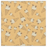 Kids Summer Ice Cream Cones Food Pattern Beige Fabric